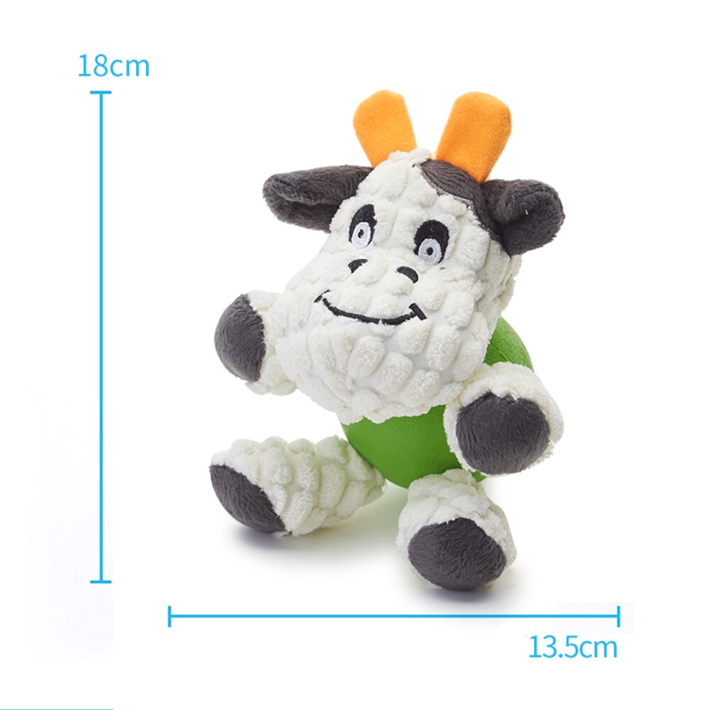 Jouets en velours côtelé couinant pour chien, jouets en peluche en forme d'animal, produits couinants, Puzzle résistant aux morsures, jouet molaire interactif, accessoires pour animaux de compagnie: cow2