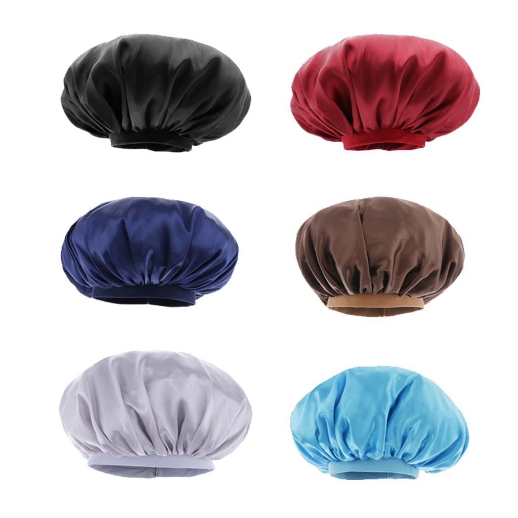 Adjustable Satin Silk Wide Band Bonnet Night Sleep Cap Hat Sleeping Head Cover Hair Protector for Women Long Curly Natural Hair