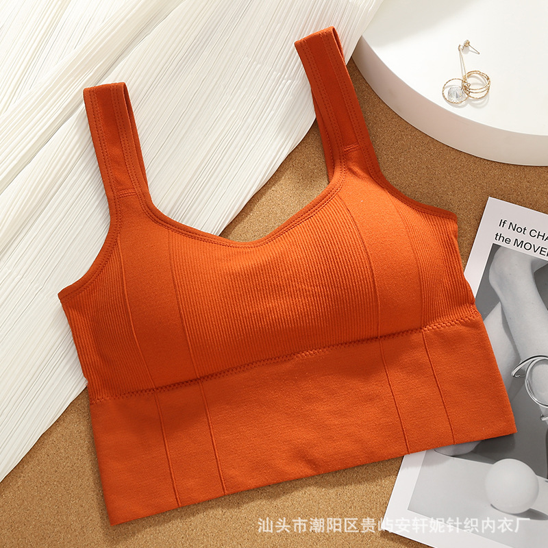 Vrouwen Katoenen Ondergoed Tube Tops Sexy Effen Kleur Top Push Up Bh Vrouwelijke Crop Top Sportbeha Tank up Sexy Lingerie: Orange