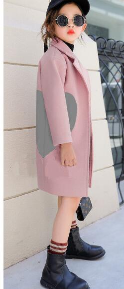 Meisjes winterjas dikker kinderen wollen jas kinderen trend peuter liefdeshart bovenkleding peuterkleding ,4-12y,#2397: Roze en paars / 12