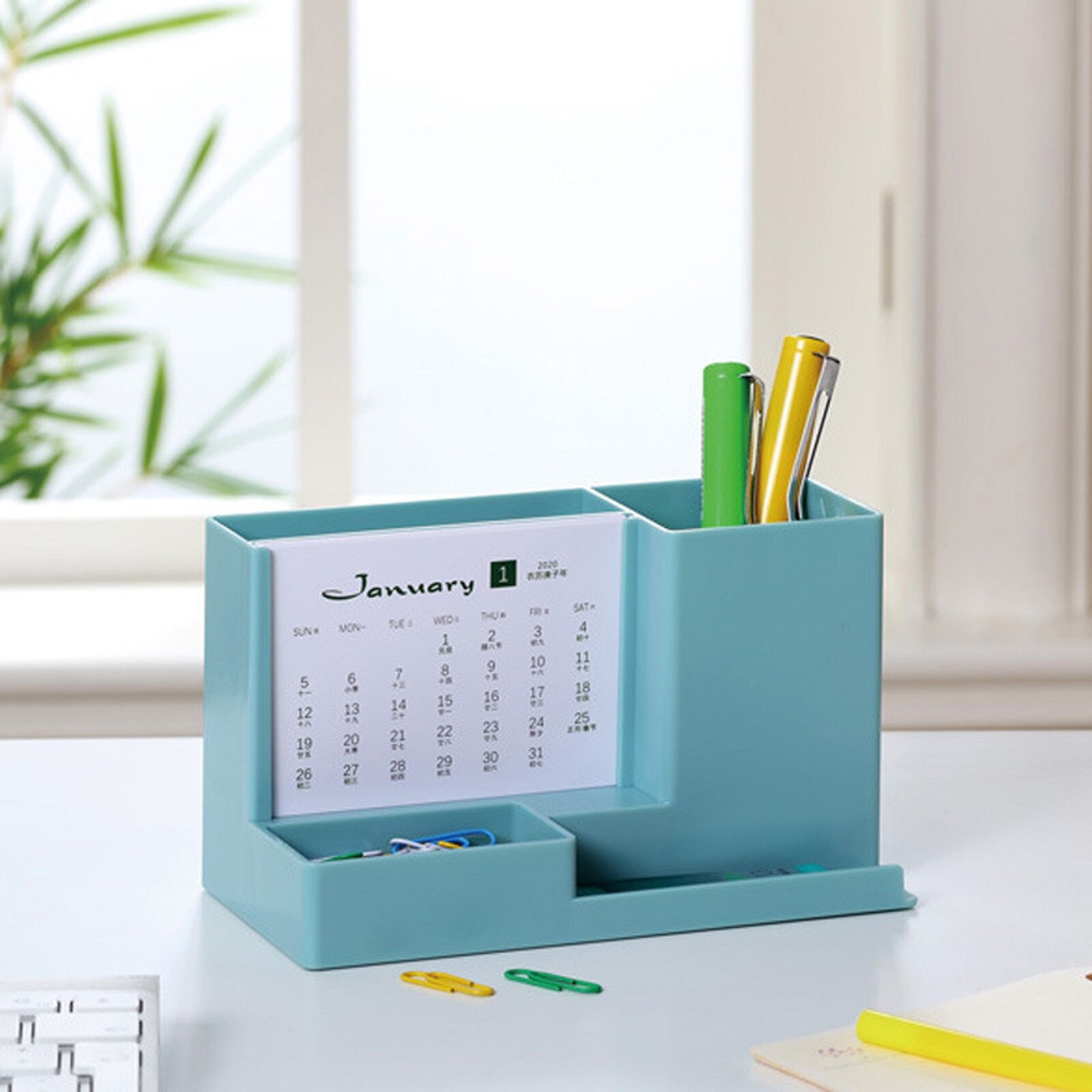 Organizador de plástico para escritorio 40 , calendario, , portalápices, calendario de escritorio, caja de almacenamiento, organizador de almacenamiento de desechos con Control remoto