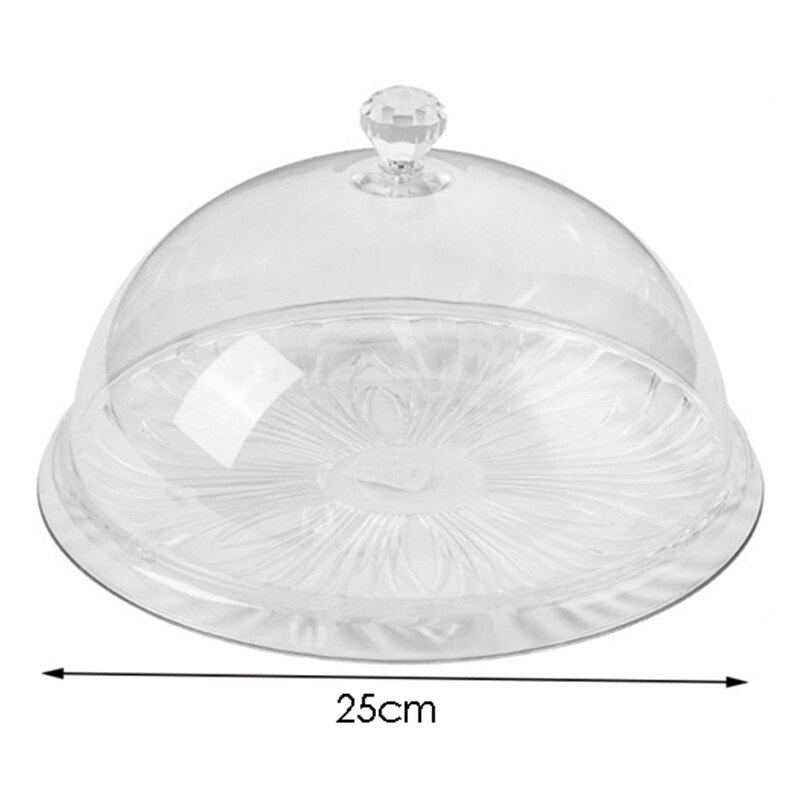1Set Transparent Round Food Cover Foods Preservation Lid Cake Lids PC Acrylic Meal Bread Cake Snack Dust Tray