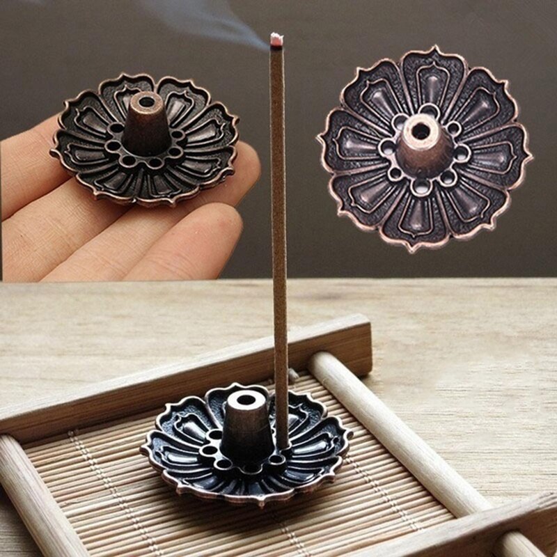 Rundt fad emalje lotus blomsterfanger tallerken røgelsesholdere boligindretning mini meditation buddha sandeltræ pind holder brænder