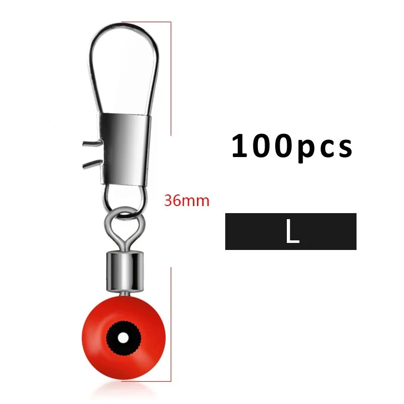 100 pcs/Lot pêche flottant espace haricots rotation Bobber connecteurs pêche en mer eau salée matériel pivotant équipement métal leurre: Rouge
