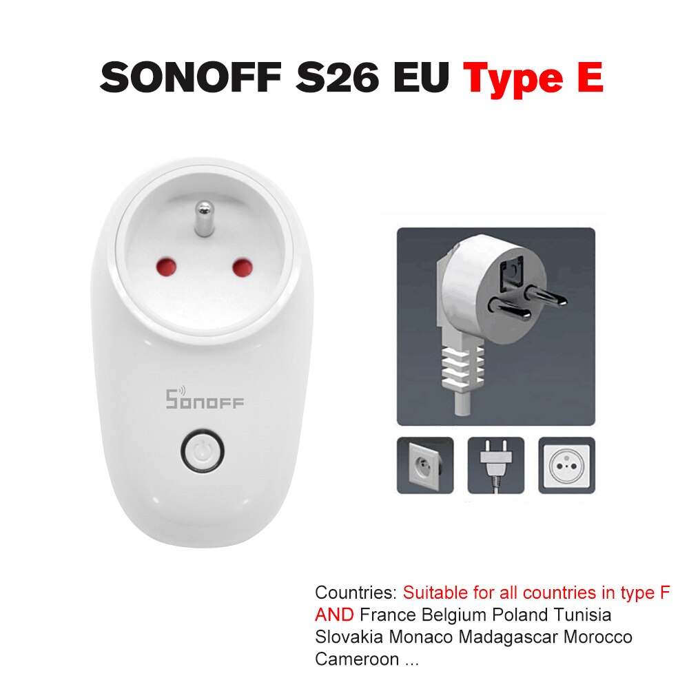 5 PCS SONOFF S26 ITEAD Wifi Smart Socket Draadloze Afstandsbediening Opladen Adapter Smart Home Stopcontacten EU Type E smart Timer