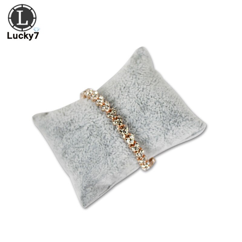 S-Size Jewelry Pillow Stand Velvet PU Holder Organizer Bracelet Case Bangle Anklet Watch Display Photography Prop