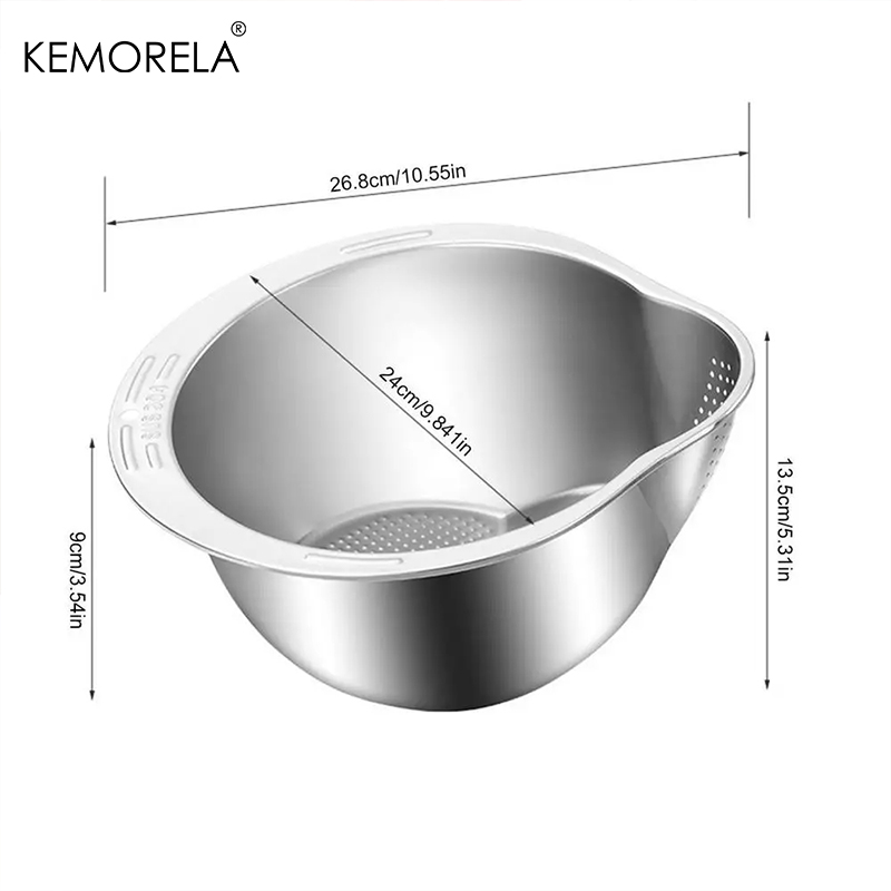 Rijstwaskom, vergiet, roestvrijstalen zeef, 304 rijstwaskommen, rijstzeef, vergiet, groente- en fruitzeef, keukengereedschap: Zwart