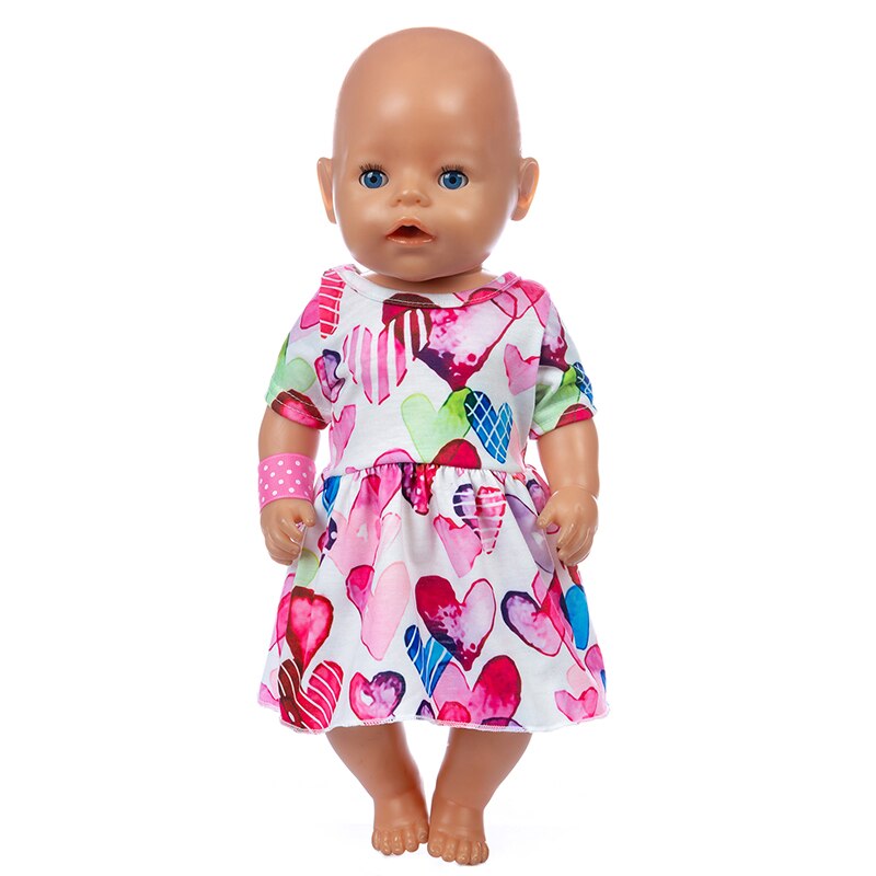 pass 17 tommers født baby 43cm dukke klær tilbehør 3- stykke lue rose kjole til baby bursdag festival: Q -105