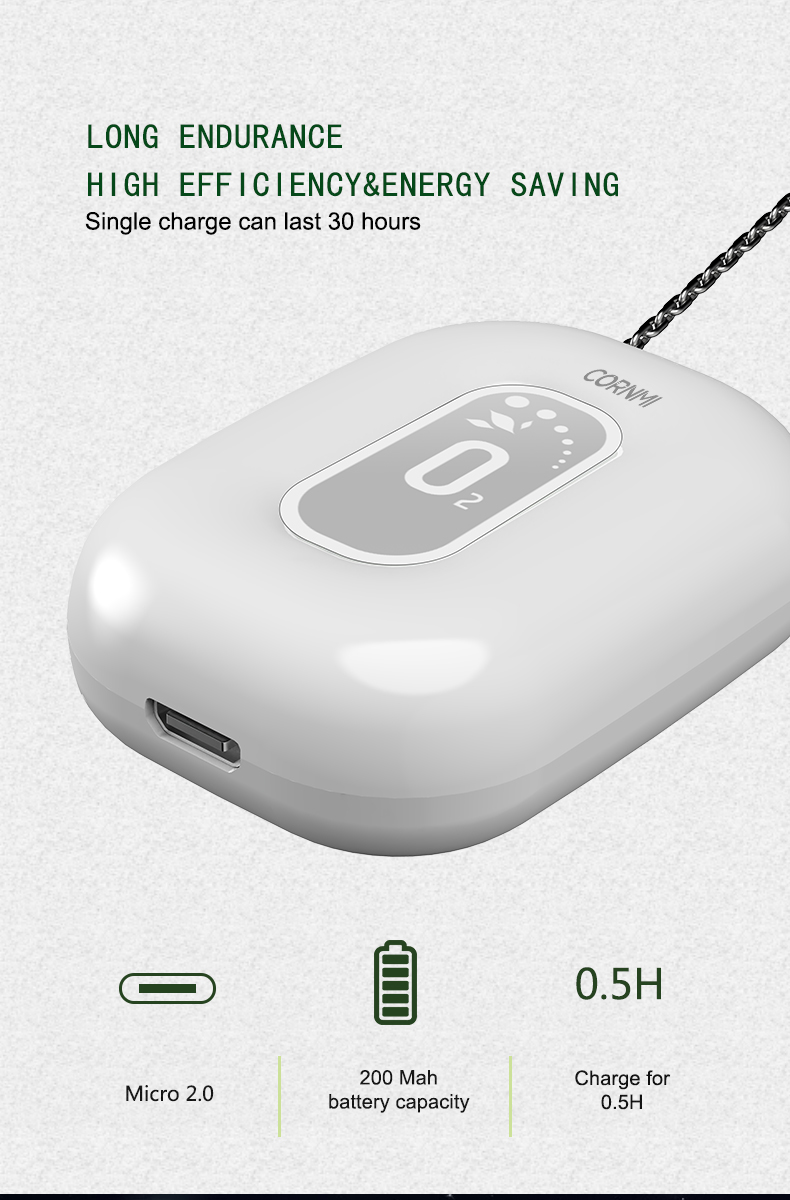 Cornmi Wearable Necklace Air Purifier Mini Portable Negative Ion Generator Low Noise Low Noise Adults Kids For Car Air Purifier