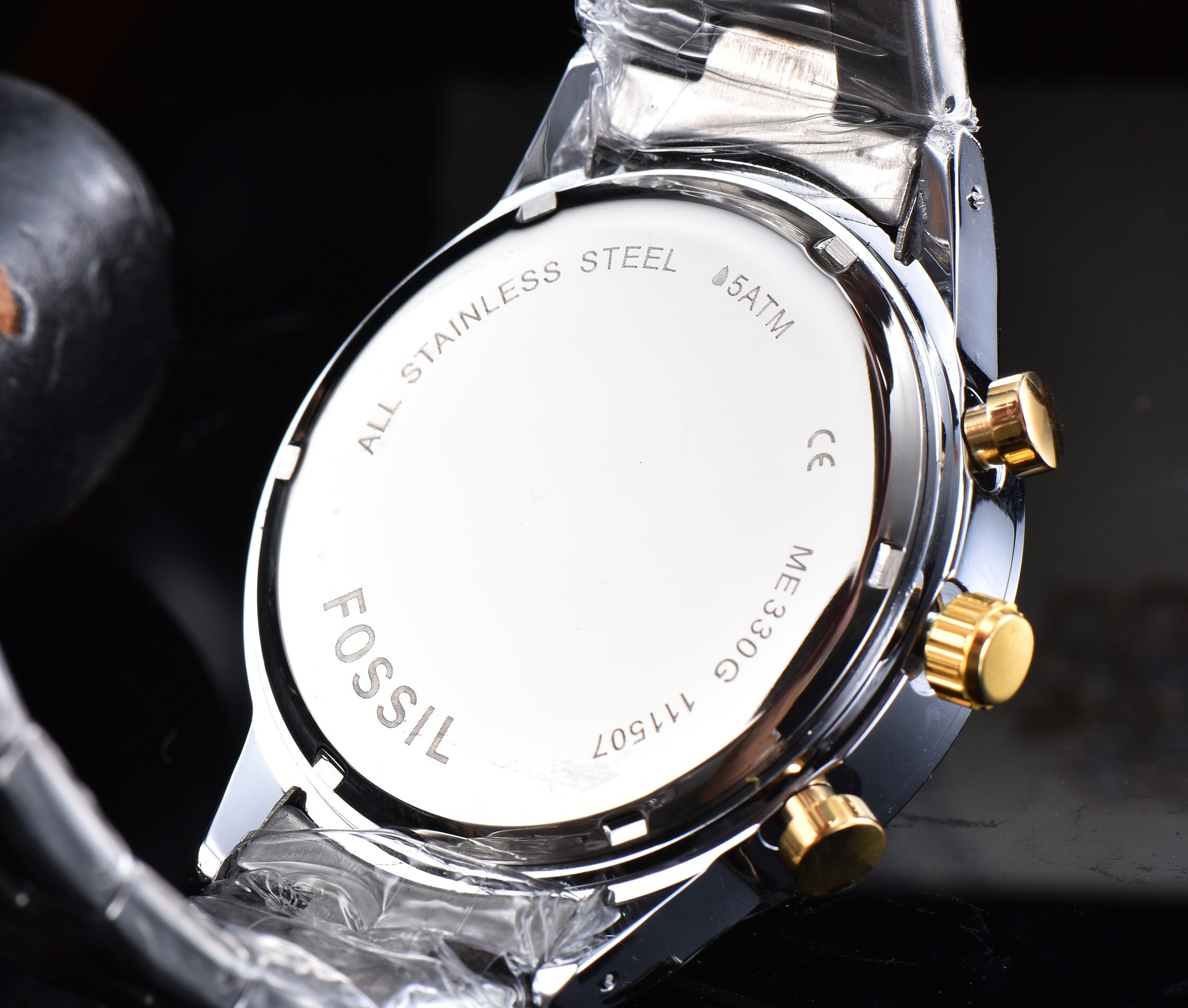 Fossil relógio masculino cronógrafo médio e preto aço inoxidável relógio masculino topo da marca de luxo