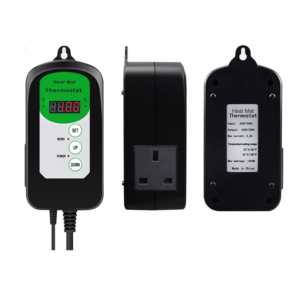 Heater temperature and humidity control regulator 220 V 1000W instrument digital sensor heating pad crawler controller: UK Plug