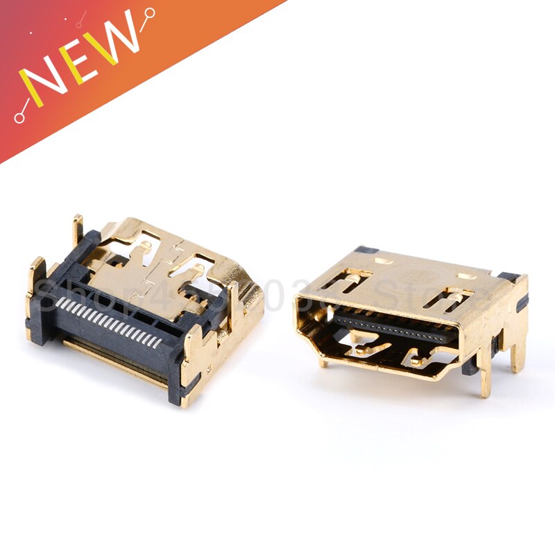 Conector hembra compatible con HDMI, 19 P, ángulo recto smt smd, 90 grados, chapado en oro, hd 19 PIN, 10 Uds.