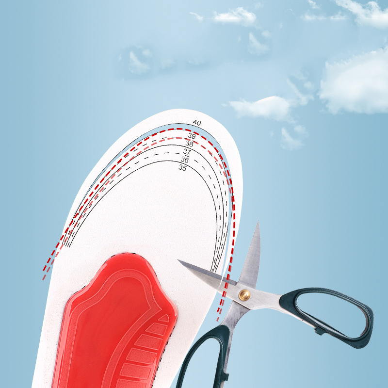 Schwarze, stoßdämpfende Einlegesohlen aus Gittergewebe zur Unterstützung des Fußgewölbes. Hochelastische EVA-Einlegesohlen für Männer und Frauen zur Korrektur von Plattfüßen