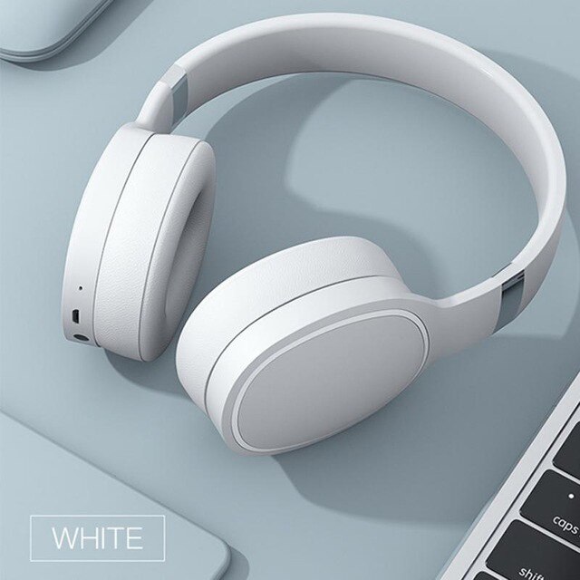 VJ087 Bluetooth 5.0 Hoofdtelefoon Stereo Hifi Draadloze Headset Met Microfoon Kleurrijke Handenvrij Spel Voor Pc Smart Phone: White