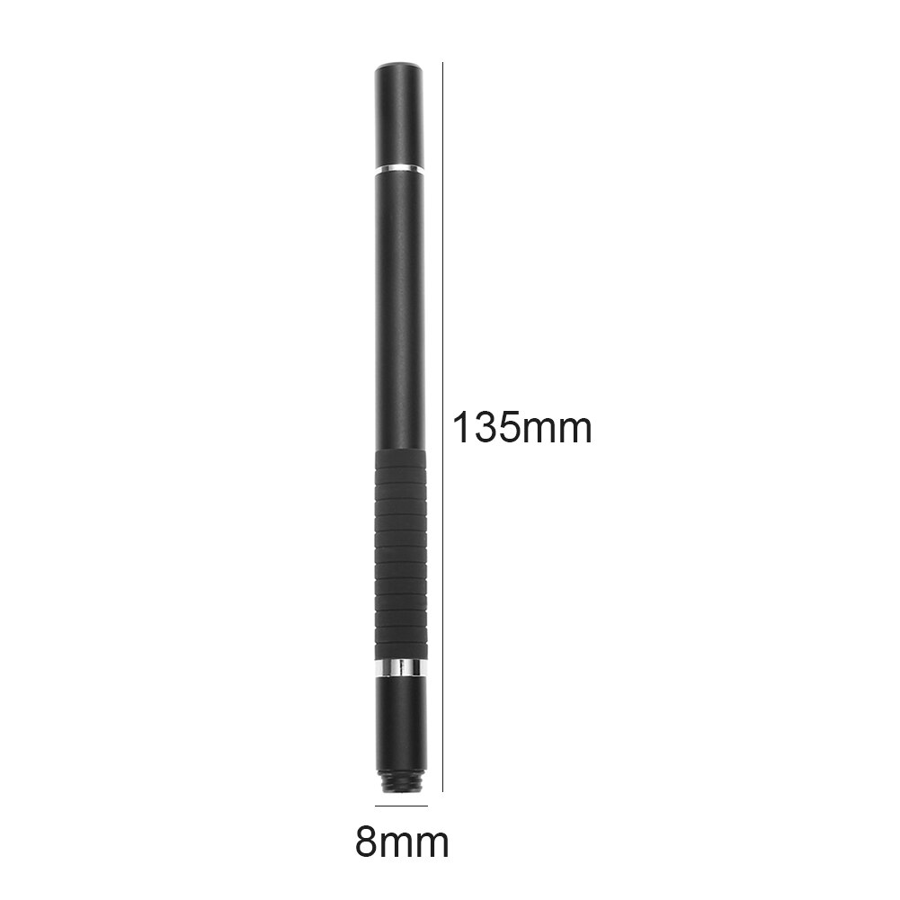 2 in 1 Stylus Ballpoint Pen Pencil Rubber Grip Disc Screen Pen Stylus Tablet Phone Universal for Touch Screens: black