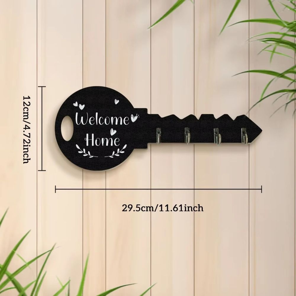 Creatieve sleutel houten frame wandgemonteerd gesimuleerd hangend opbergrek moderne buxus muur opberghaak ingang
