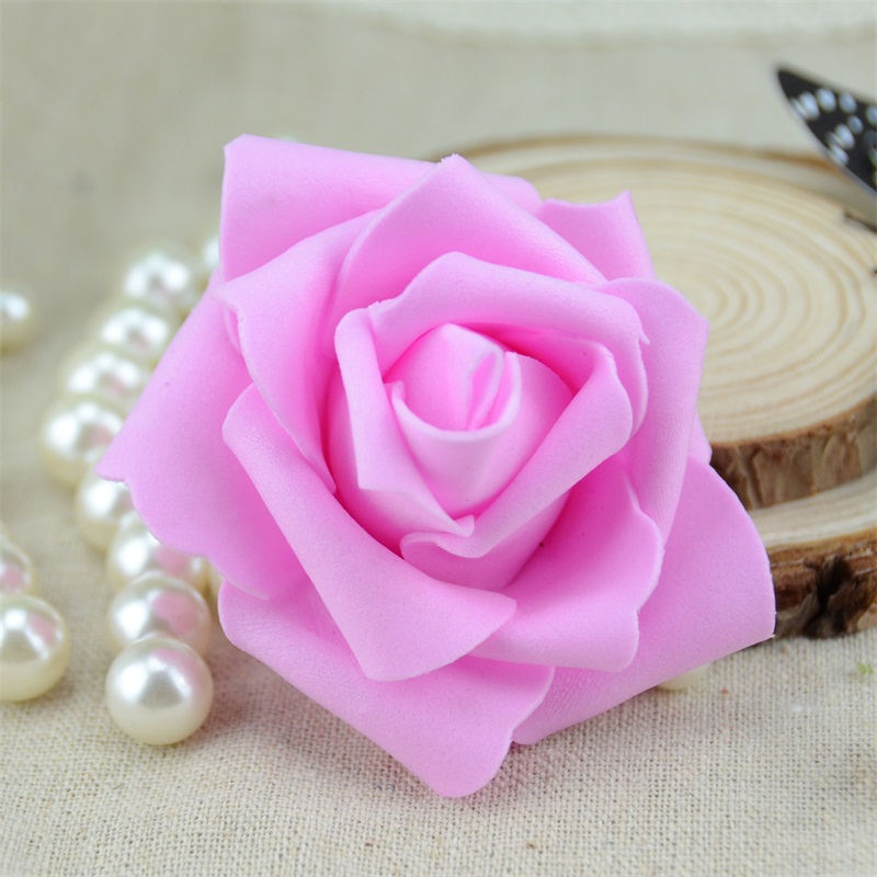 50Stck 6cm Künstliche PE Schaum Rose Blumen Köpfe Für Hochzeit Heimat Dekorationen DIY Scrapbooking Kranz Girlande Günstige Blume: Rosa