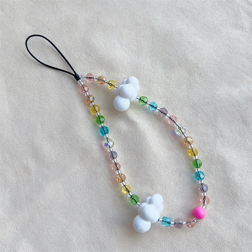 2023 Zomer Telefoon String Witte Wolken Kleurrijke Kristallen Kralen Telefoon Charme Mobiele Telefoon Band Accessories Anti-Verloren Ketting