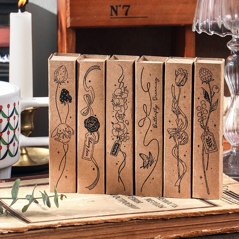 Bos Poëzie Serie Retro Bloemen Decoratieve Stempel Label Houten Stempels Set Stempel Voor Kaarten Maken Scrapbooking