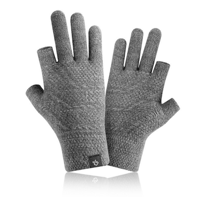 Winter Men Mitten 2 Fingers Exposed Keep Warm Touch Screen Windproof Thin Guantes Driving Anti Slip Outdoor Fishing Male Gloves: grey