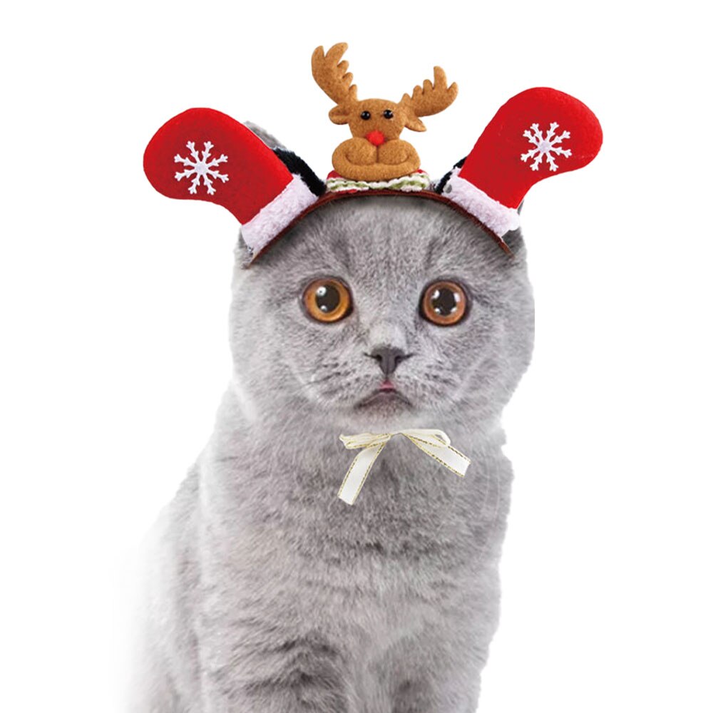 Cat Christmas Hat Pet Christmas Costume Cats Red Elk Fancy Dress Cosplay Hat Xmas Pet Accessories