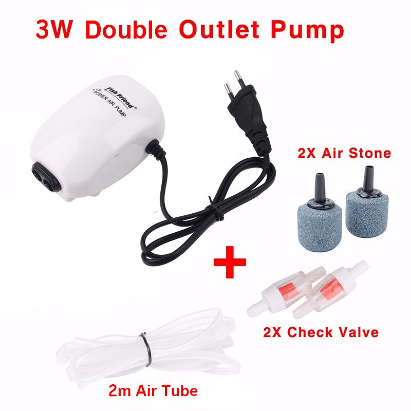 220V Aquarium Luchtpomp Ultra Stille Aquarium Zuurstof Waterpomp Enkele Dubbele Outlet Luchtpomp Aquarium Accessoires Compressor ta: 3W 2588 Accessory