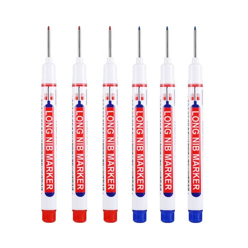 6pcs 20MM Red/Black/Blue/White/Green Ink Long Head Markers Bathroom Woodworking Decoration Multi-purpose Deep Hole Marker Pens: light yellow