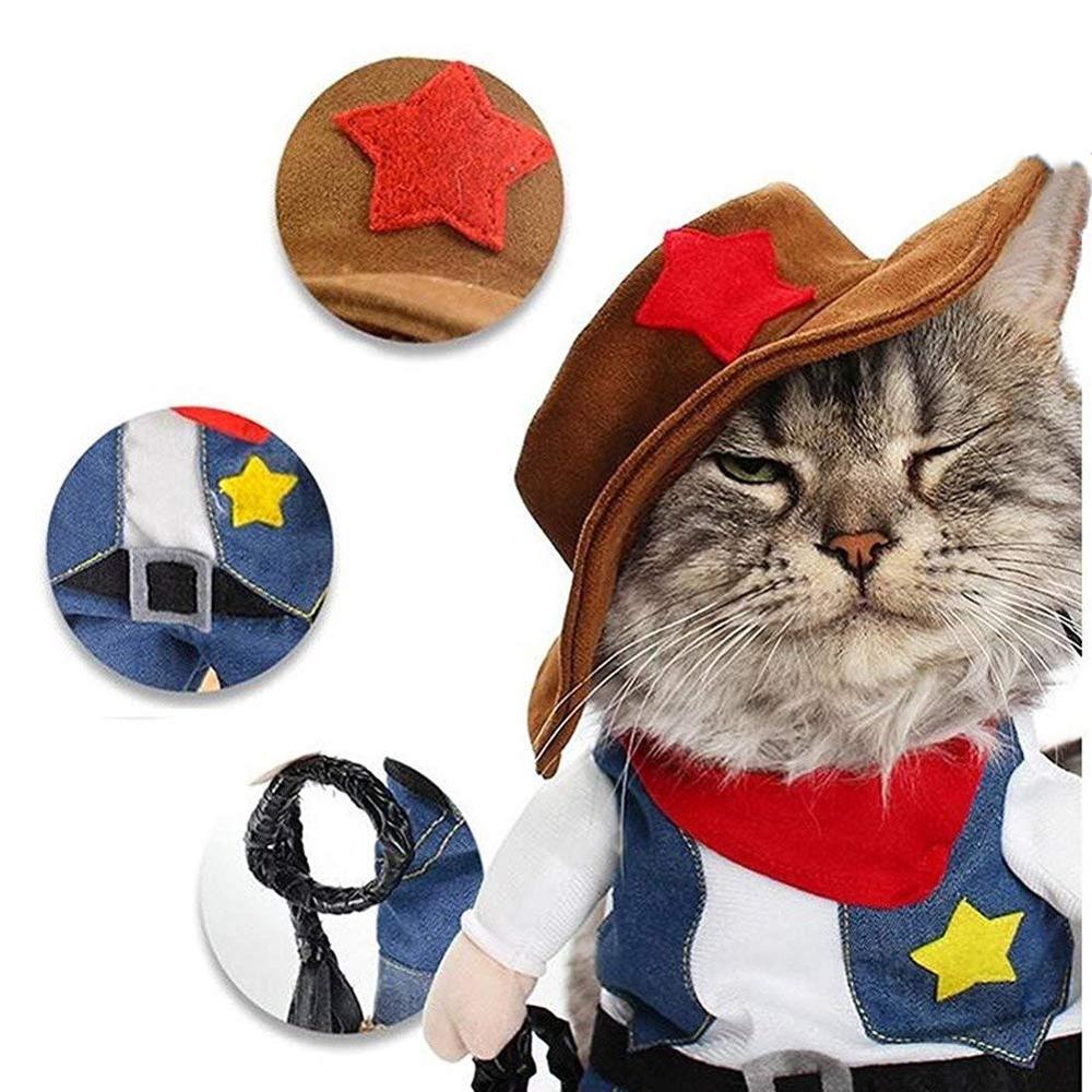 Nacoco cowboy hunddräkt med hatt hundkläder halloween kostymer för katt och liten hund