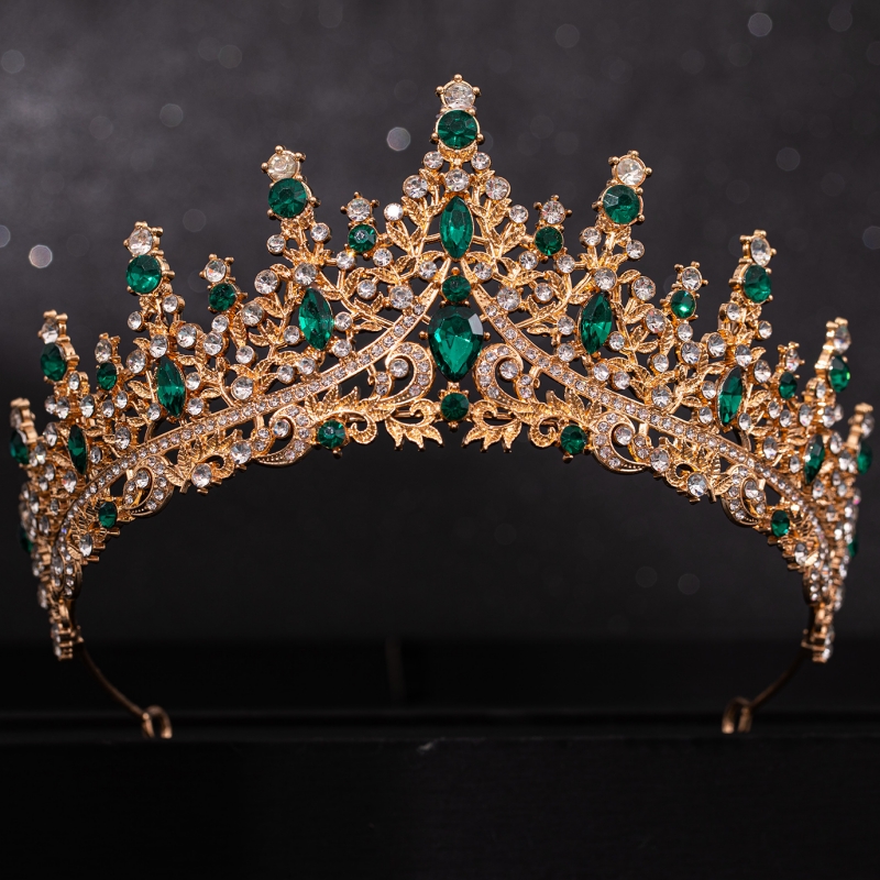 Barok Kristal Tiara 'S En Kronen Strass Prom Diadeem Kroon Voor Vrouwen Bruids Bruiloft Haaraccessoires Sieraden Kroon Tiara: Imitation Rhodium Plated