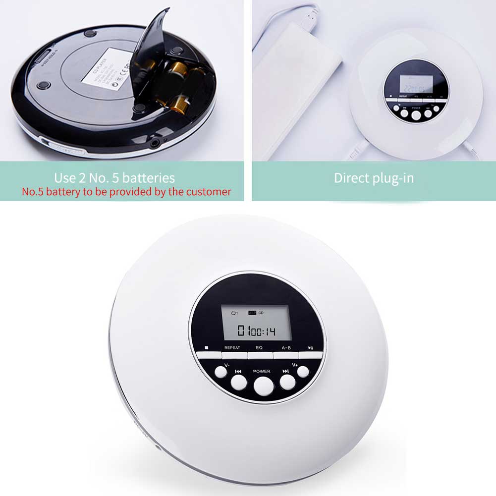 Reproductor de CD portátil, estéreo, con pantalla LCD para el hogar, conector de 3,5mm, recargable para niños y adultos, a prueba de golpes, con auriculares Discman