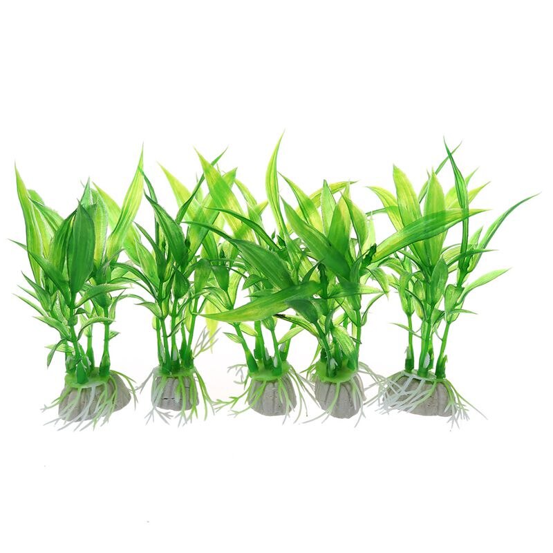 Prácticas plantas ornamentales para acuario pecera, Pack de 5 uds verde: Default Title