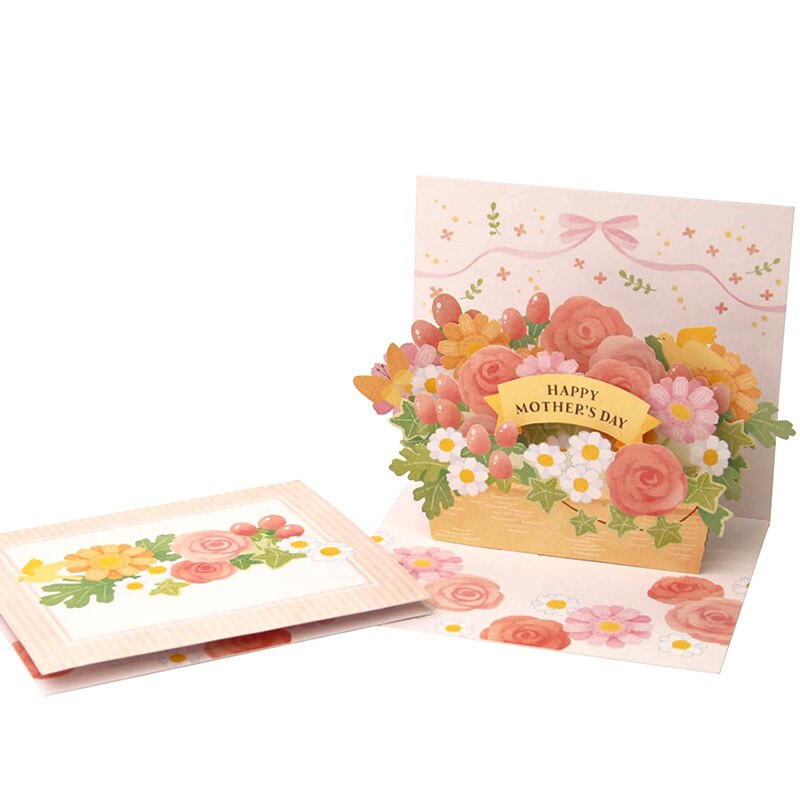 DIY Pop-up Card Flower Bouquet,Handmade 3D Anniversary Greeting Paper Model,Postcard Invitation Papercraft,Craft Toy ER-122: Default Title