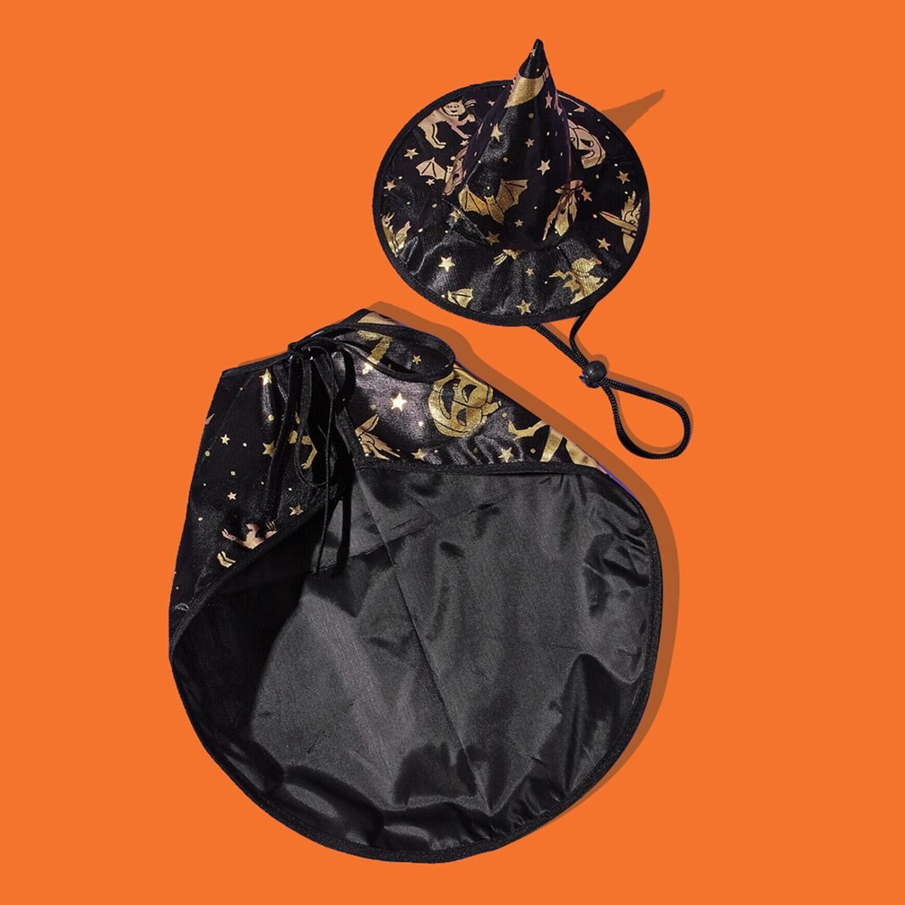 Capa de Halloween para perro y gato, sombrero de bruja, disfraz para gatos y perros pequeños, ropa de vestir para de Halloween
