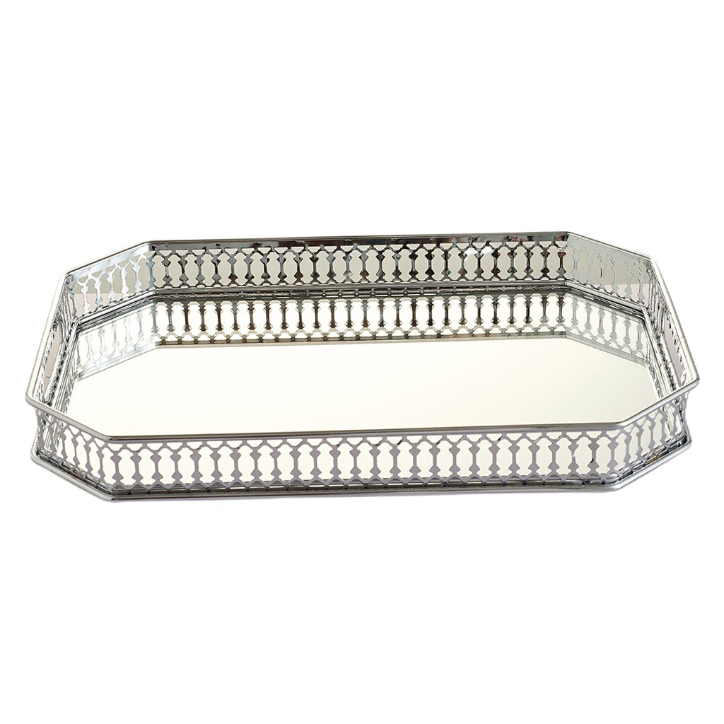 Crystal Cosmetic Tray Decorative Vanity Mirrored Jewelry Trinket Organizer Trays Vanity Makeup Tray Bathroom Home Decor