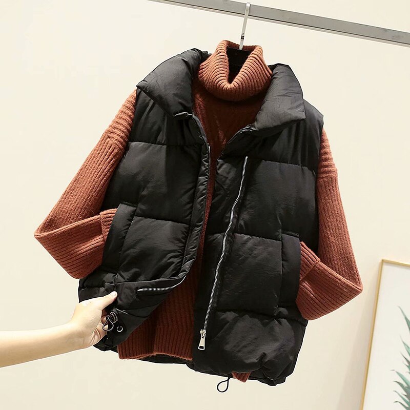 Lusumily 2022 vinter kvinder vest bomuld ærmeløs jakke vest vest gul varm solid veste slanke #39 dametøj