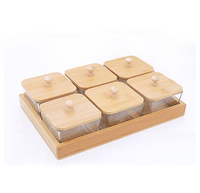 Japanese Style Glass Dried Fruit Snack Plate Snack Plate Wooden Tray Snack Plate Multi-grid Plate Glass Nut Plate: D-6 cells