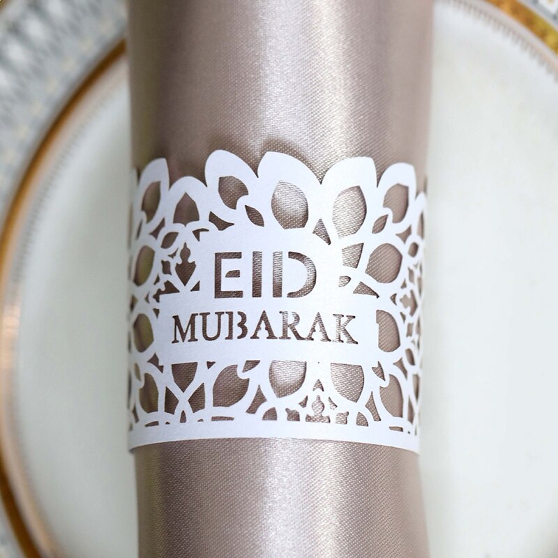 10Pcs Eid Mubarak Papier Servet Ring Ramadan Decoraties Voor Thuis Servet Houder Tafel Decor Eid Moslim Ramadan Kareem Decor