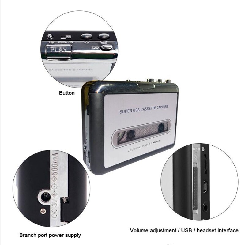 Cassette Player USB Cassette Capture Radio Player Tape to MP3 Converter USB Capture Audio Music Player Tape Cassette Recorder