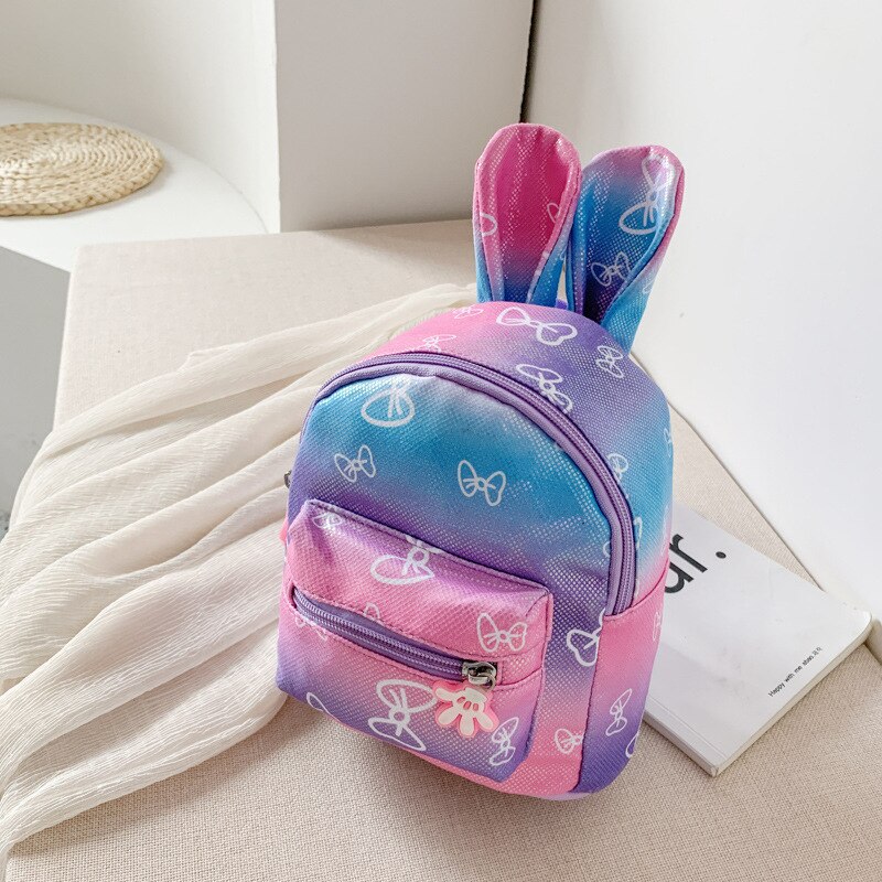 kids Girls backpack peach heart female bag female cartoon cute children rabbit Korean backpack student schoolbag: Rabbit purple hudie