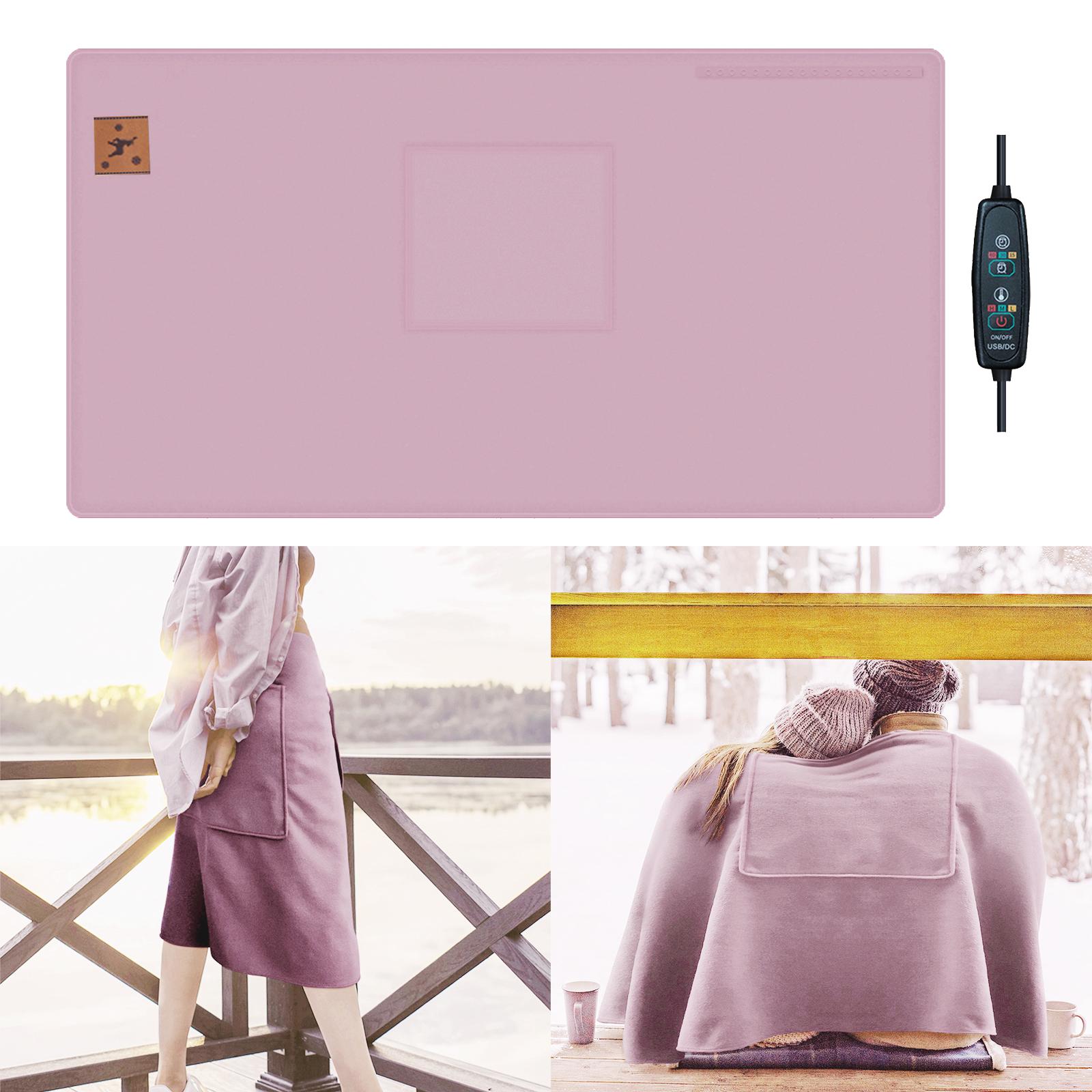 USB Electric Blanket Overheating Protection 3-Lever 10W Leg Blanket Heating Blanket Throw for Office Home Camping Gym Back Neck: Pink