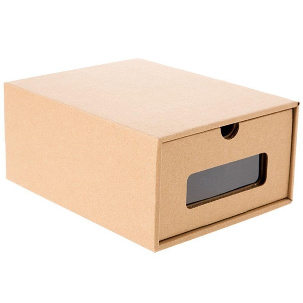 1PCS Shoe box Thickened Kraft Cardboard Box Dustproof Transparent Drawer Shoe box Receptacle Box Organizer #21: Mixed Color