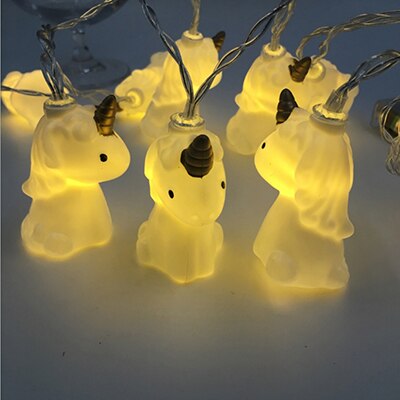 Juldekoration ljus 1.5m 10 led söt enhörning huvud led sträng nattljus romantiskt bröllop gynnar heminredning lyktor lampa: Varm vit