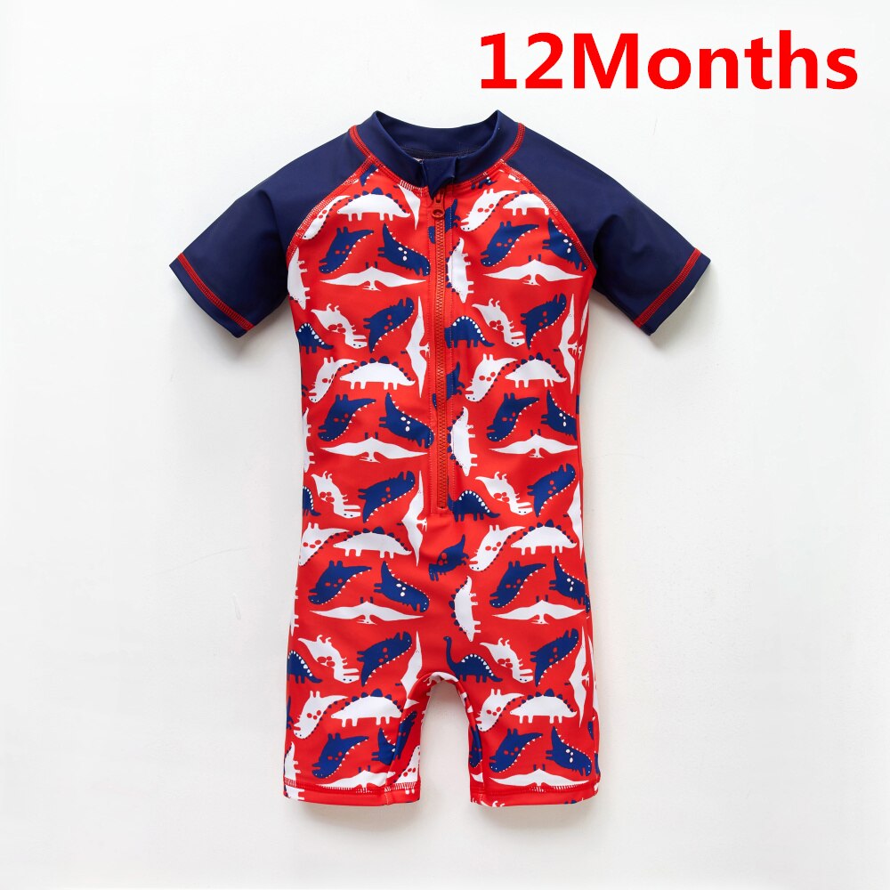 Kavkas Kids Jongen Zwemmen Pak Een Stuk Dinosaurus Gedrukt Baby Jongens Badmode Rash Guards Strand Pak Korte Mouwen Badpak: 12Months