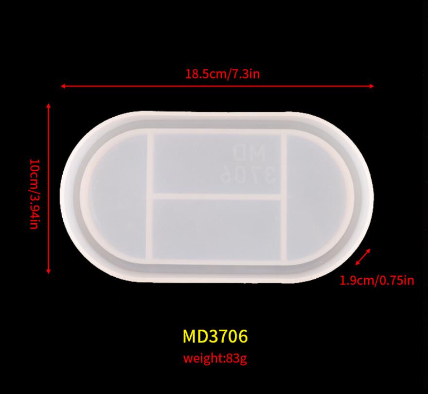 Diy Crystal Epoxy Hars Oval Lade Coaster Silicone Mold Resin Mould Casting Mallen Handgemaakte Sieraden Opbergvak: Default Title