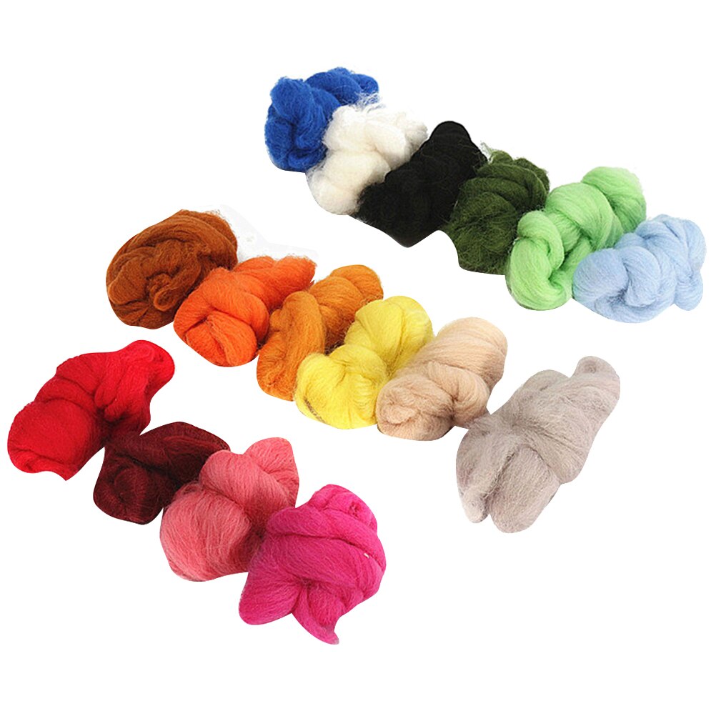 36 Kleuren Wol Roving Fibre Wol Garen Roving Voor Naaldvilten Hand Spinning Diy Naald Vilt Nat Voelde 36 Kleur gemengde Kleur Set