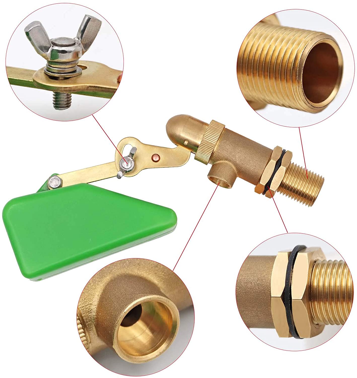 1/2 Inch Messing Valve Float Water Vlotter Met Verstelbare Float Ball Valve Voor Water Tank Fonteinen Vee Waterer