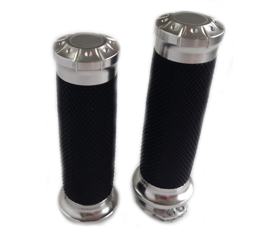 Silver Motorcycle Handle CNC 1"25mm Handlebar Hand Grips For Harley Sportster Touring Dyna Softail Custom