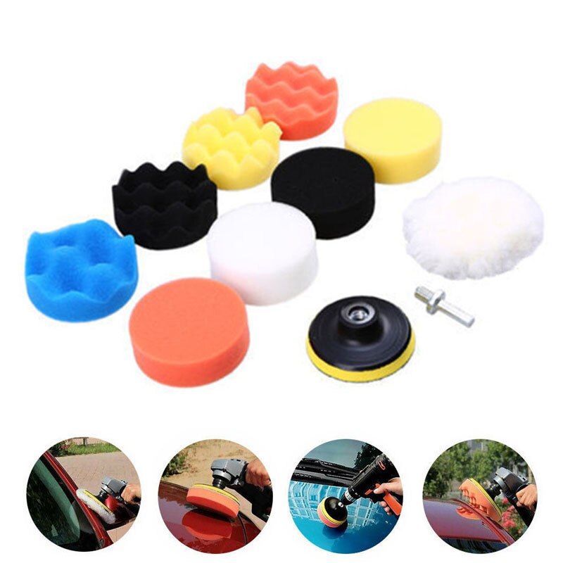 Car Accessories 3Inch Polishing Disc 11Pcs/set Self-Adhesive Buffing Waxing Sponge Wool Wheel Polishing Pad for Car Polisher
