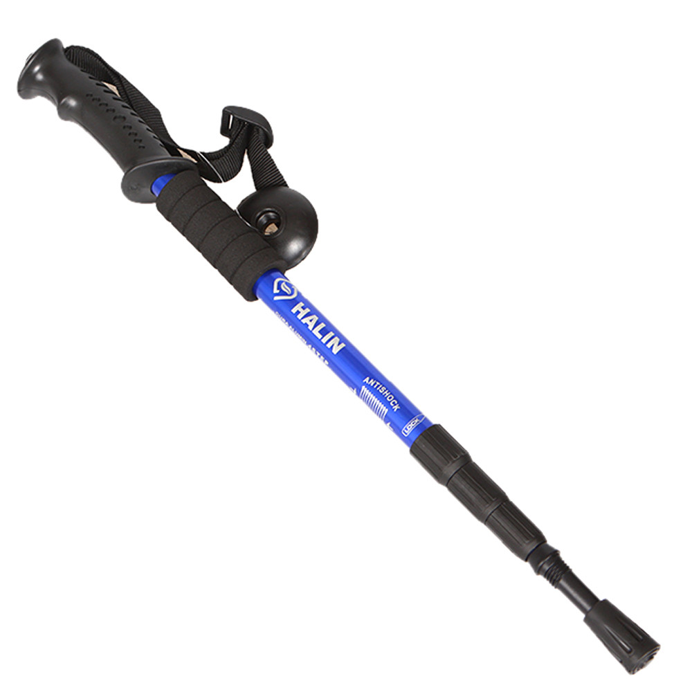 Outdoor Camping Equipment Anti Shock Hiking Walking Trekking Trail Poles Stick Adjustable Canes 4-Sections hiking accessories: Blue