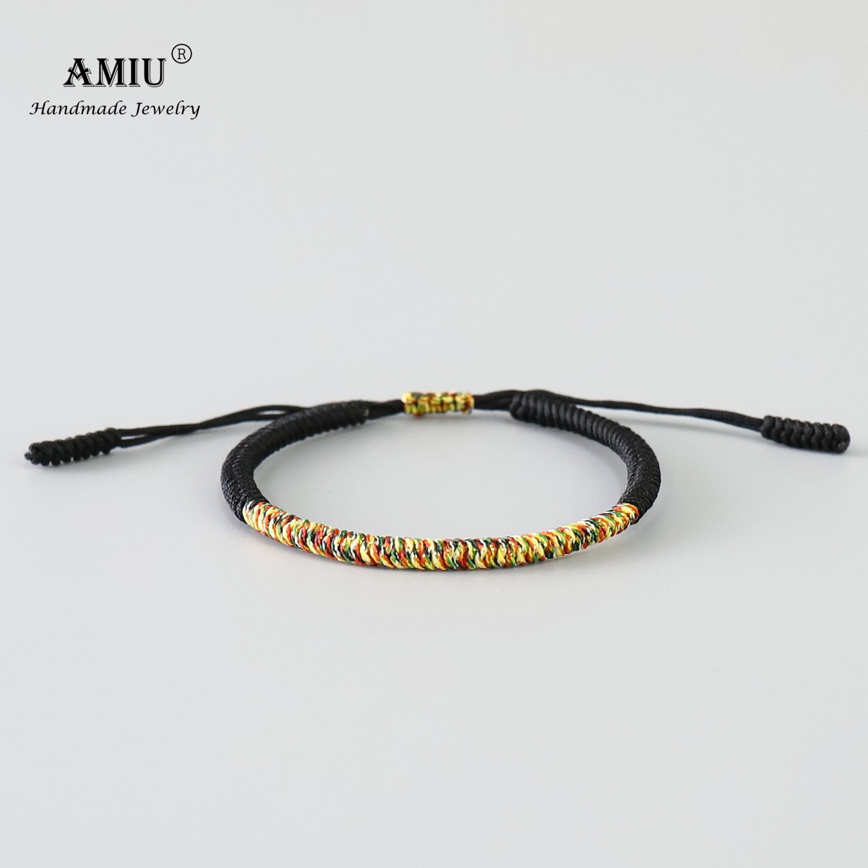 AMIU 6 Colors Tibetan Handmade Buddhist Lucky Bracelets &amp; Bangles For Women Men Rope Knots Amulet Tibet Braided Bracelet